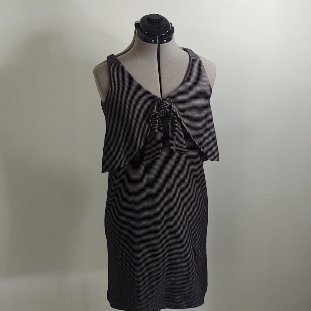 Cremieux Striped Black and White Cotton Blend Babydoll Dress Sz XS
